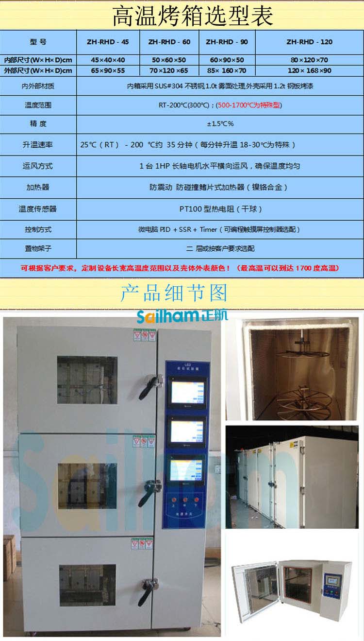 高温鼓风烘箱选型表介绍